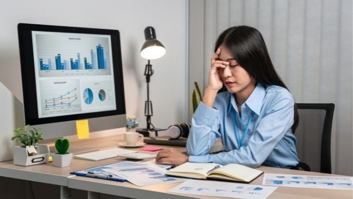 asian woman working
